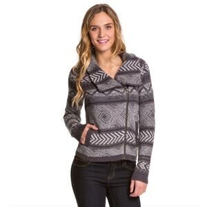 Rip Curl Winter Bird Jacket Y2K Zip Up Sweater Womens Size Small Gray White